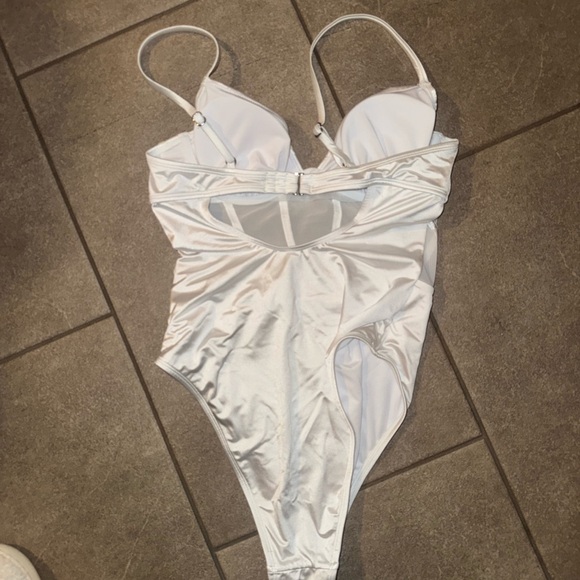 White Bridal One Piece Swimsuit - Picture 4 of 5